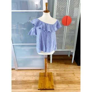 Madewell One Shoulder Ruffle Top - Brilliant Royal